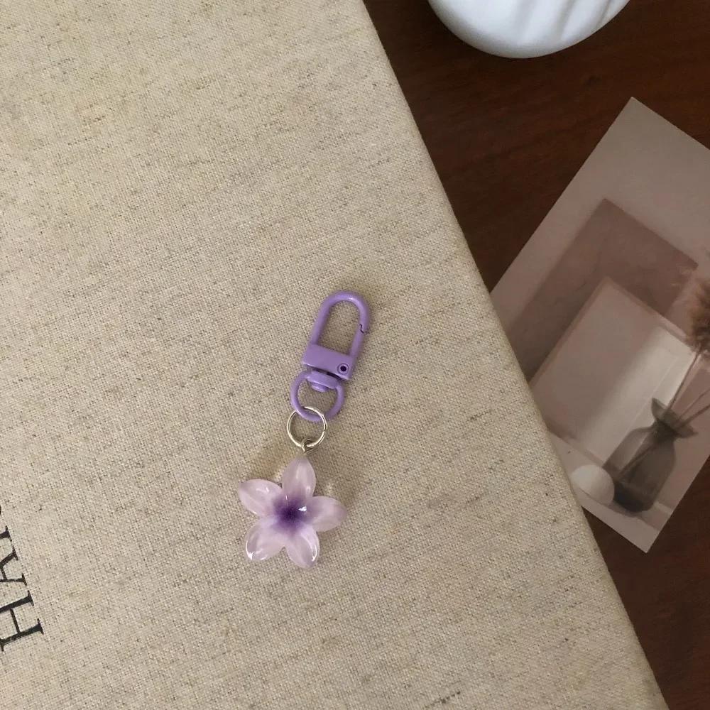 Cute Colorful Flower Pendant Keychains Women Bag Earphone Case Pendant DIY Accessories Car Key Ring Girl Candy Color Key Chains