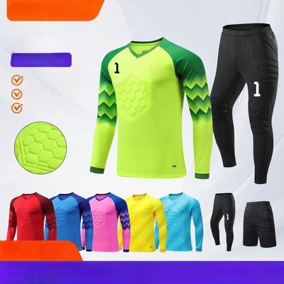 Spot Football Goalkeeper Jersey Boys Goalkeeper Jersey Long Sleeve Sponge Pads Game Training Jersey