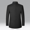 Men Woolen Coat Stand Collar Solid Color Windproof Autumn Winter Thicken Trench Coat Overcoat Business Windbreaker Streetwear