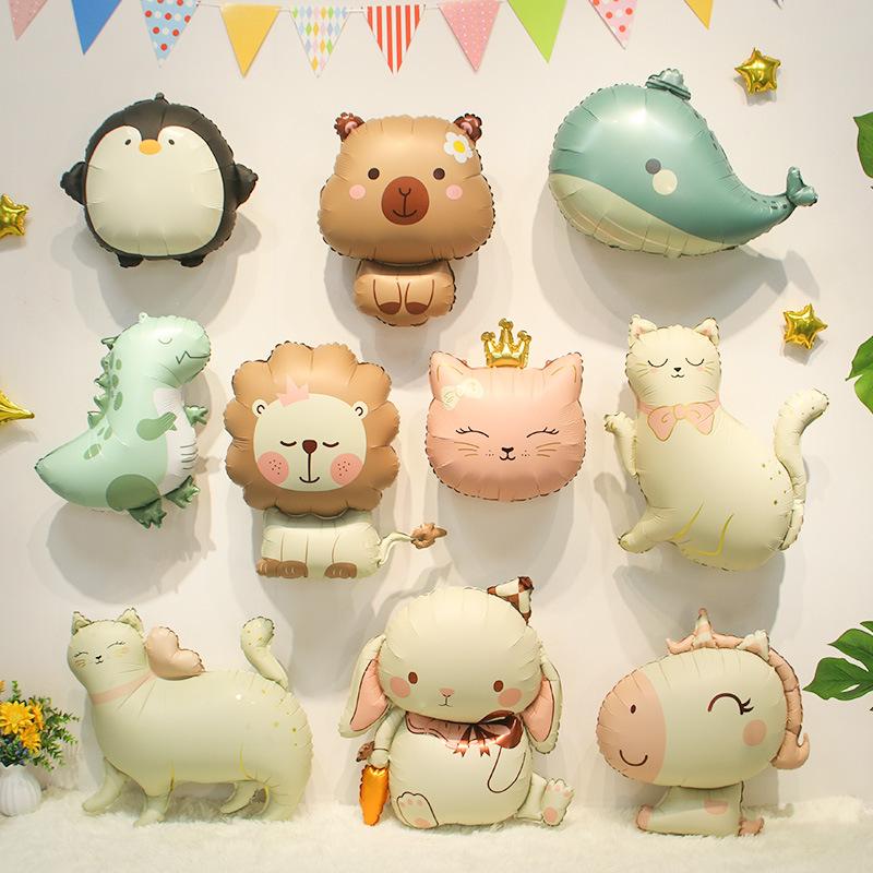 Matte Cartoon Cute Animal-shaped Balloon Baby's 100th Birthday Decoration and Photo Props