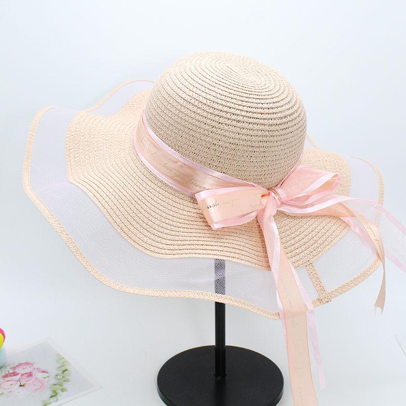 Hat Women'S Summer Sunscreen Sunshade Big Brim Mesh Straw Hat Travel Sun Hat Seaside Versatile Vacation Beach Hat