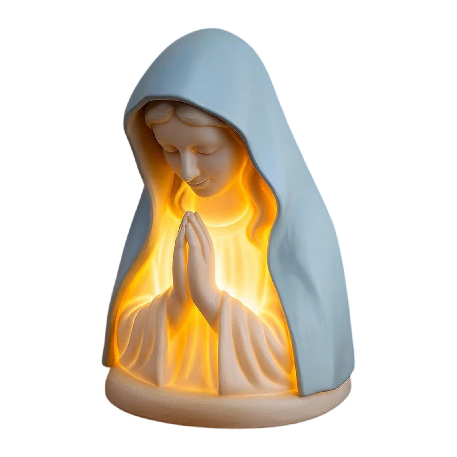 

Soft Eye Protection Night Lights Resin Virgin Mary Catholic Decor Table Lamp Handcrafted for Reading Corner Living Room