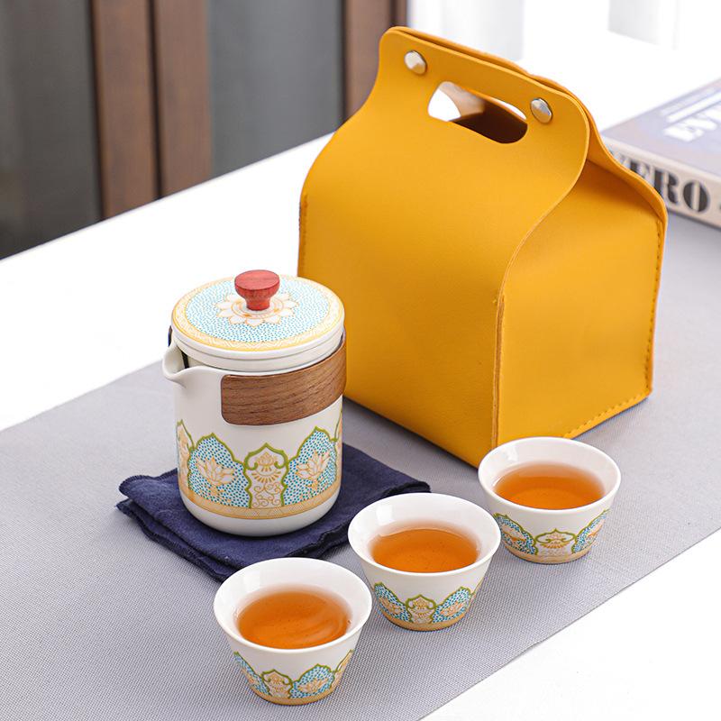 Travel Kung Fu tea set portable express cup company opening business advertising gift print light luxury retro