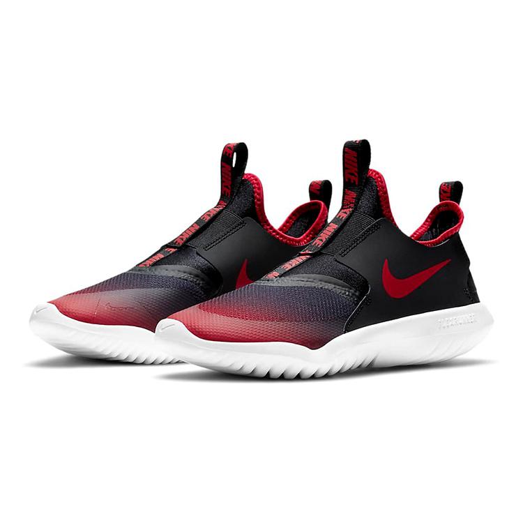 Nike Flex Runner Cushioning Slip Resistant Abrasion Resistant Low top Running Shoes GS Black Red AT4662-607