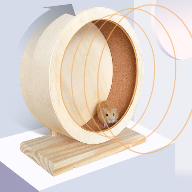 Exercise Wooden Hamsters Wheel Silent Smooth Running Pet Eco Decor Friendly
