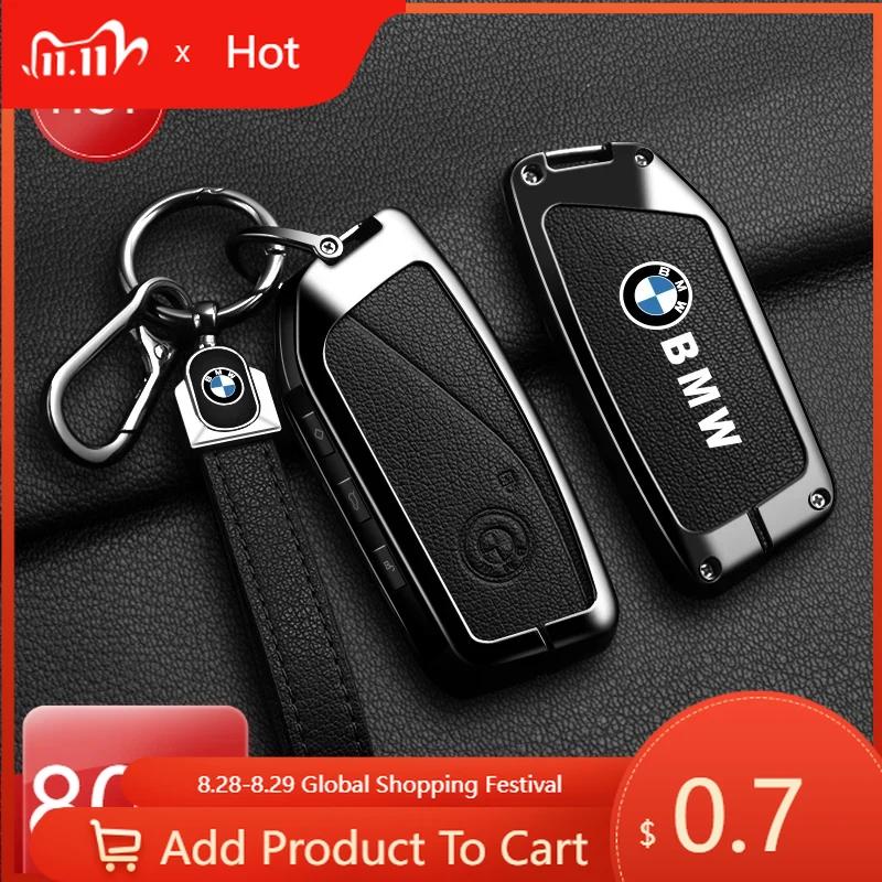 Car Sticker Hot 2025 Zinc Alloy Leather Car Remote Key Case Cover for BMW X1 U11 X7 G07 XM G09 i7 7 Series G70 LCI iX I20 U06 G8