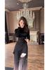 2024 Autumn Gradient Tie-dye Slimming Pleated Long Dress for Women