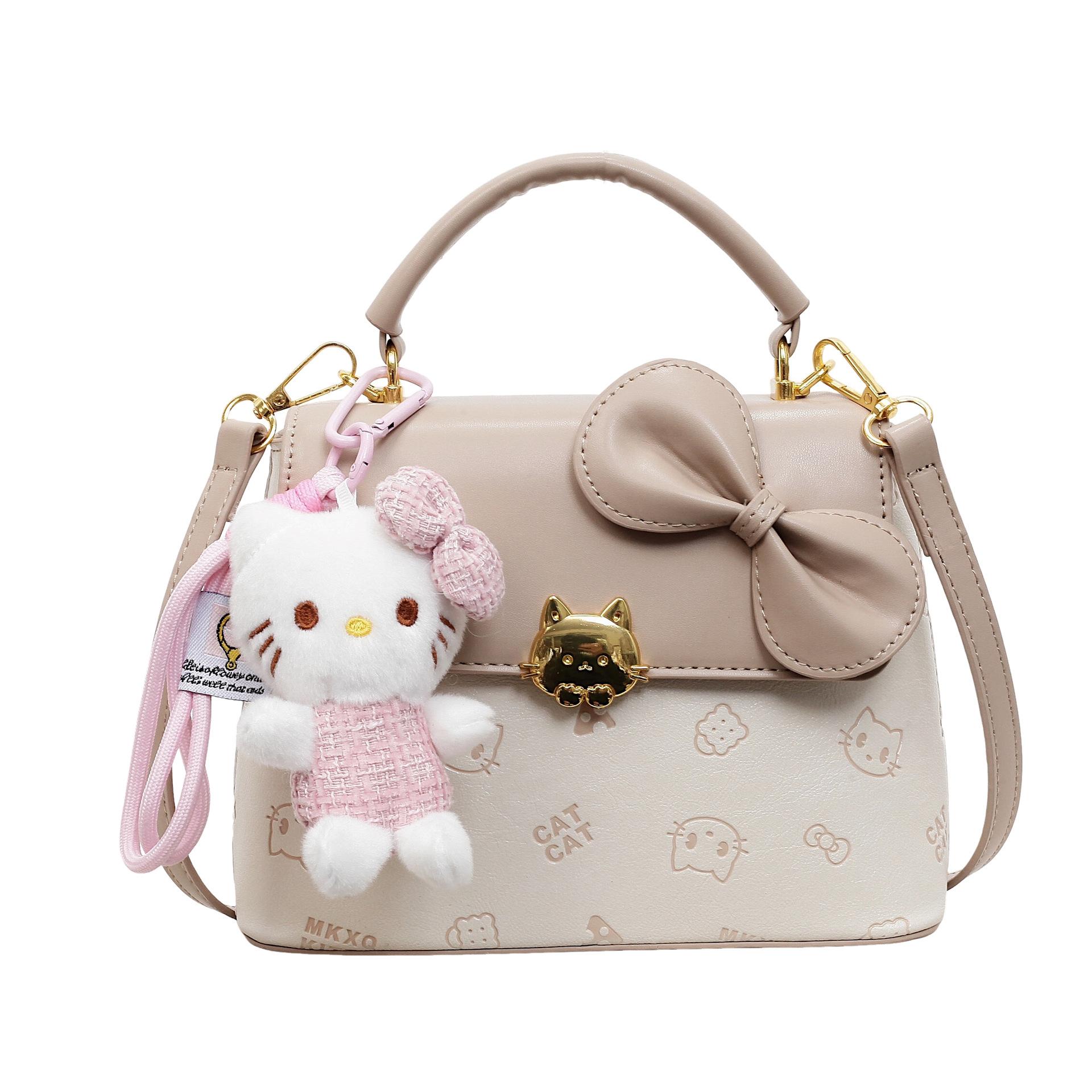 High End Handbag for Women, Light Luxury, Niche, Pink Bow, Cute Shoulder Bag, Crossbody Bag Add accessories хаки