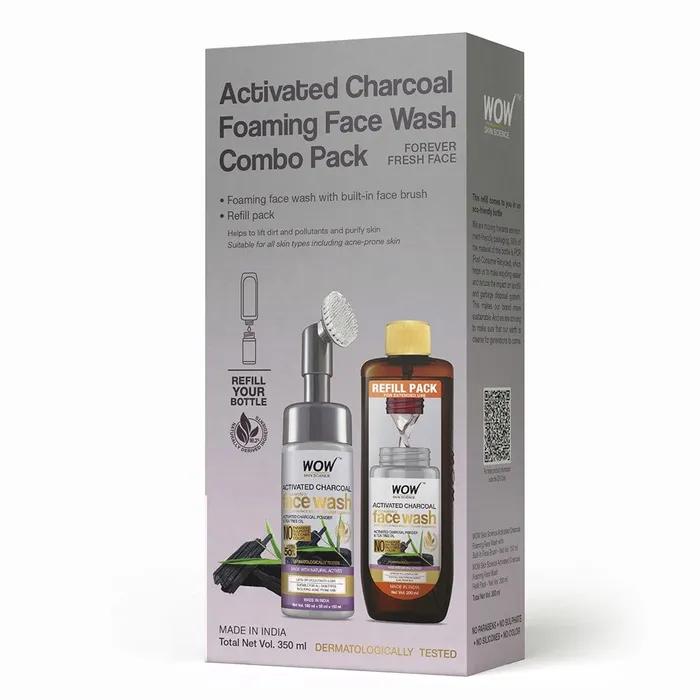 Wow Skin Science Activated Charcoal Foaming Face Wash Combo Pack - Forever Fresh Face 350ml