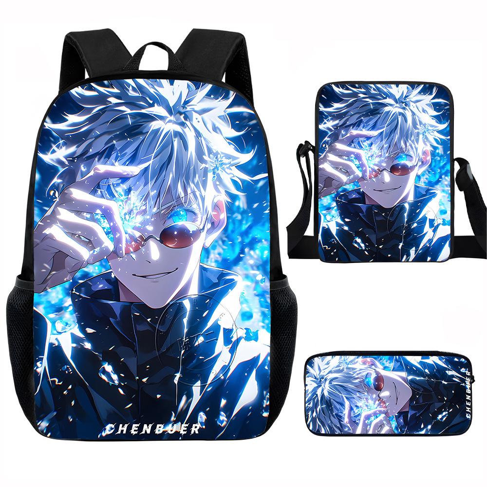 J-Jujutsu Kaisen 3pcs Set Backpack 40cm/15.7inch School Bags Shoulder Bag Pencil Case Computer Book Bag for Boys Girls Best Gift