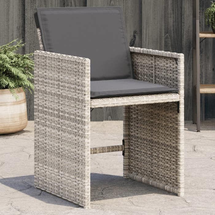 VidaXL Garden Chairs with Cushions Set of 4 Light Grey Poly Rattan 364988