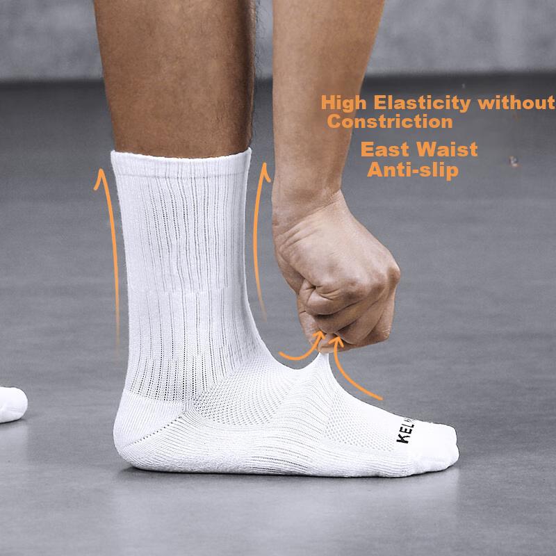 KELME Socks, Sports Socks (3 Pairs), Long Socks for Men And Women, Basketball Socks, All-Season Sweat-Absorbing Running Casual White Socks