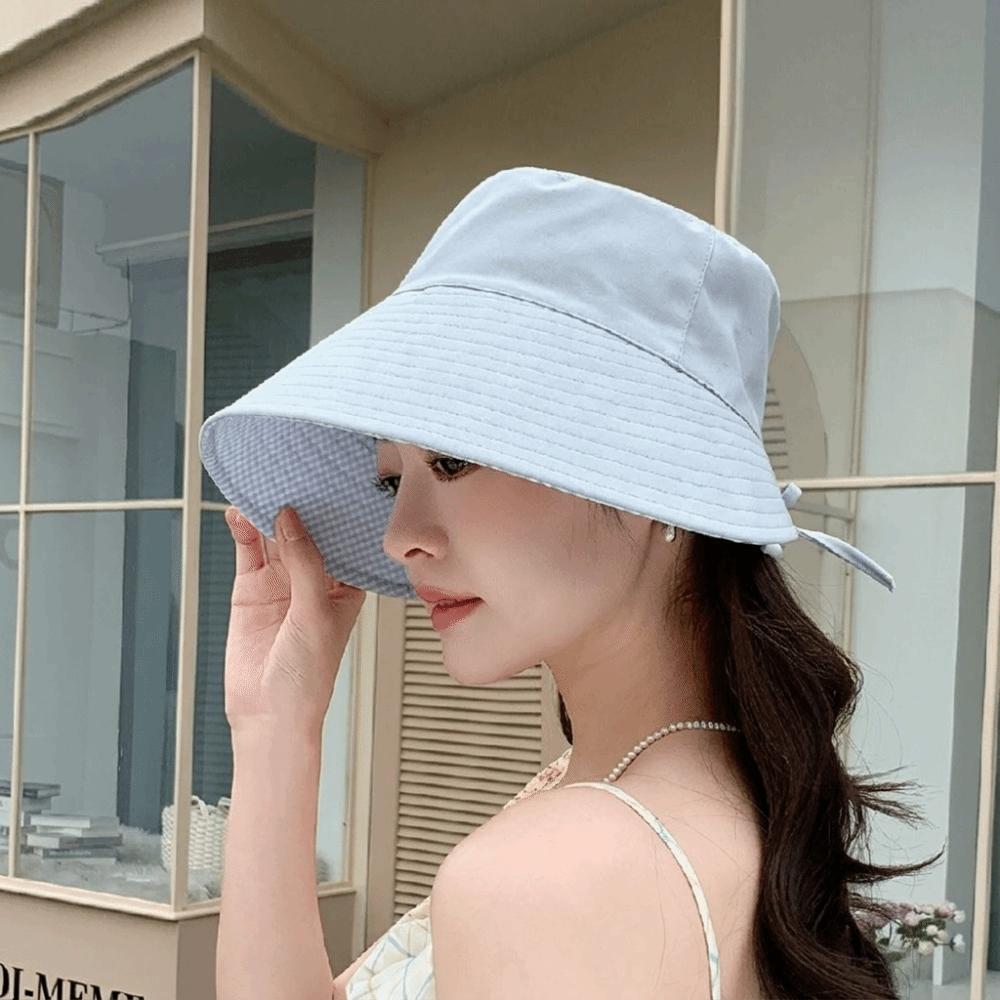 Double-Sided Fisherman Hat Wide Brim Bucket Cap Casual Sun Hat Women