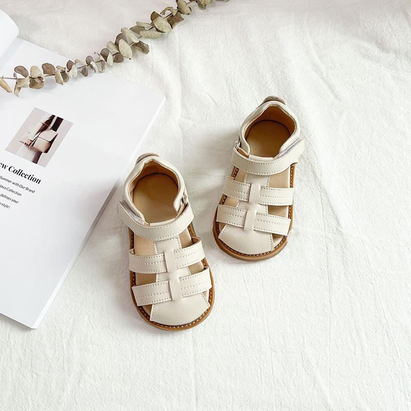 

Baby Soft Sandals Summer New Boys Beach Shoes Girls Pure Color Breathable Hook Shoes Kids Anti-slip TPR Sole Sandals 25