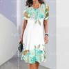 Woman Clothing Dresses Round Neck Short Sleeves A-Line Skirts  Dress Retro Women's Clothing Summer Pullover