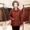 2025 Autumn/Winter Women's Floral Lapel Plus Velvet Warm Cotton Jacket for Moms