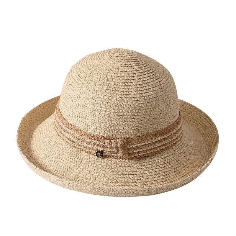 

GEMVIE Elegant Women Sun Paper Bucket Hat Outdoor Sun Protection Travel Summer Beach Straw Hats 57cm світлого кольору хакі
