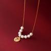 Fu Brand Imitation Pearl Necklace Women's Light Luxury Niche Brand Collarbone Chain Adjustable Pendant Pendant