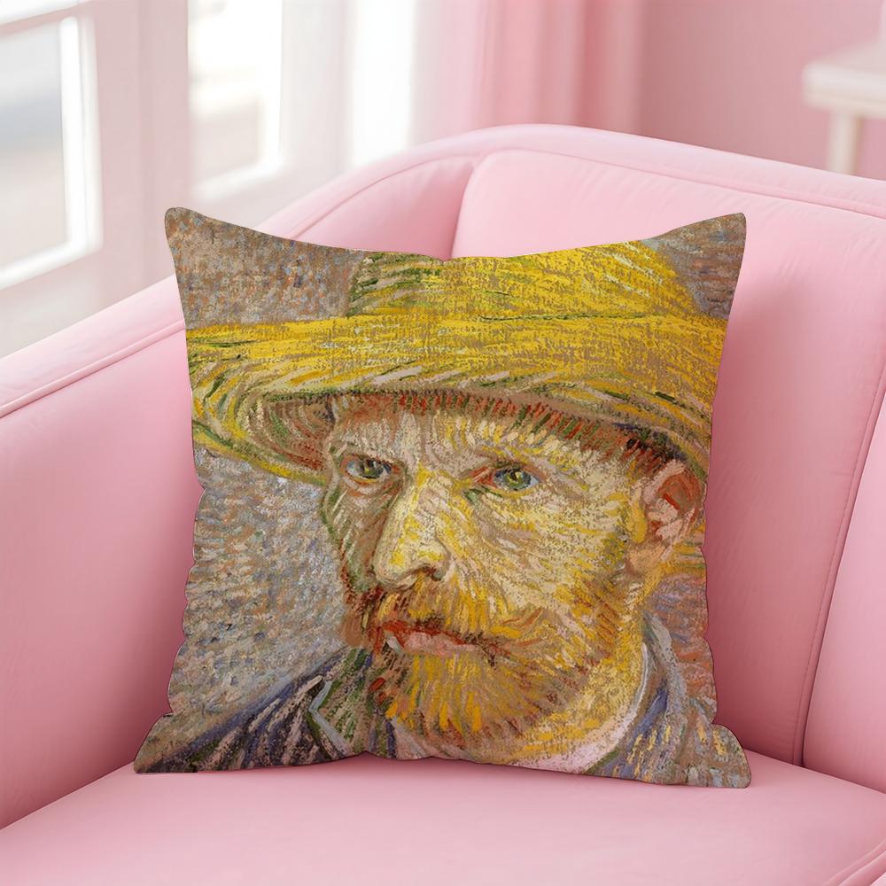 Van Gogh Starry Sky Oil Painting Cushion Cover Linen Pillowcase Cover Soft Decor for Sofa Home Room