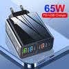 Multifuntional 65W Wall Charging Adapter USB Type C Port Intelligent Power Desktop Charging Station Plastic Texture