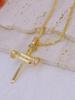 Golden Creative Nailed Cross 20in Chain Zircon Accessory