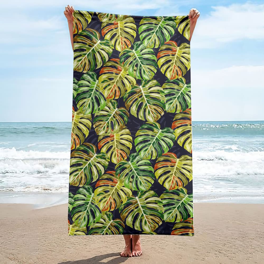 Beach Towel Plumeria Tropical Floral Print Microfiber Towel for Men Women Summer Beach Pool Camping Gym Yoga Outdoor Holiday