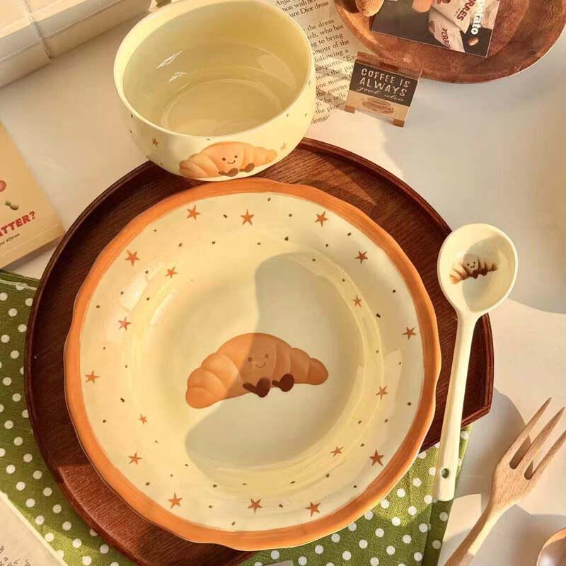 Cute Cream Style Fruit Croissant Ceramic Bowl