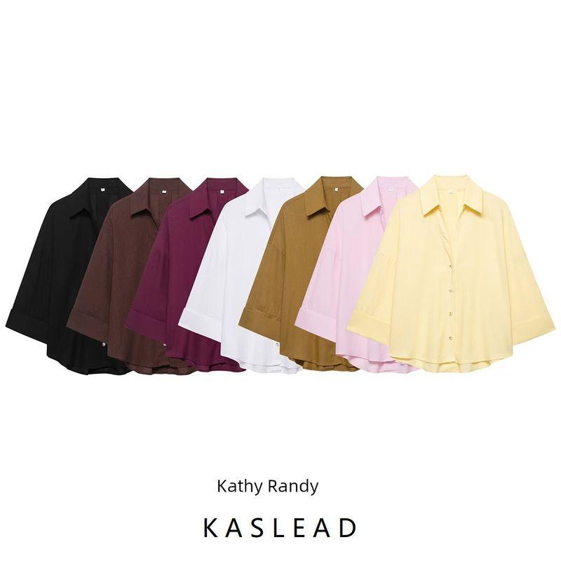 Kaslead New Arrival Women's Fashion Style Fashion Minimalist Blended Wide Sleeve Shirt 3602710