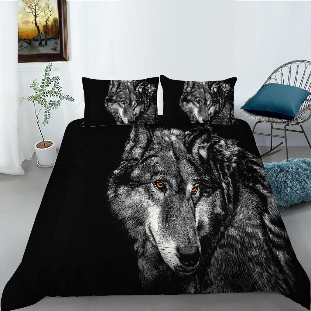 Shopify Can Wolf Series Bedding Two Or Three Pieces Polyester 3D Digital Printing