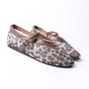 Fashion Sexy Leopard Lace Flats Women Round Toe Leather Ankle Strap Mary Janes Shoes Flat Heel Summer Mesh Moccasins Women Lace Loafers
