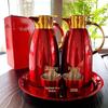 Red Stainless Steel Thermos Flask Set - Wedding Dowry Hot Water Bottles (Pair)