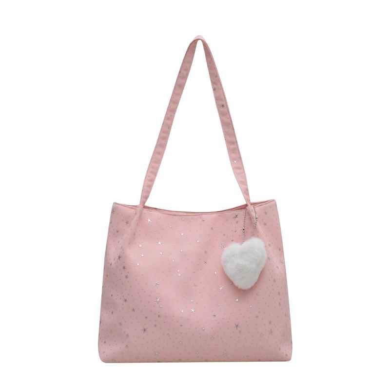 Большая вместительная сумка женская новая модная корейская версия модная ins сумка-тоут женская нишевая универсальная сумка-тоут через плечо розовый