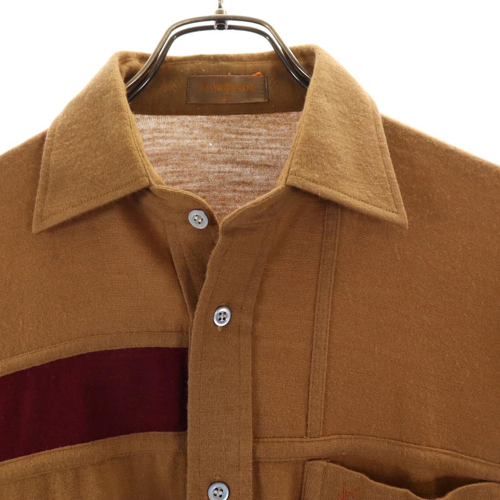 Yves Saint Laurent 90s Old Long Sleeve Wool Blend Shirt M Camel Men's Used