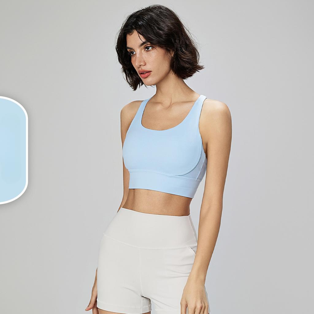 Women Comfortable Wireless Yoga Vest Cross Back Fitness Yoga Top Shockproof Sports Running Bra