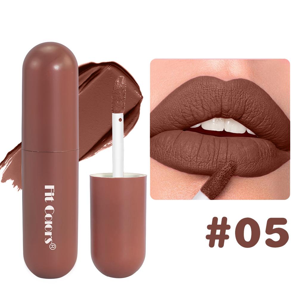 Fit Colors Chocolate Capsule Liquid Lipstick Matte Waterproof Long Lasting Nude Brown Velvet Lip Tint Non-Stick Cup Lip Gloss Makeup Cosmetics