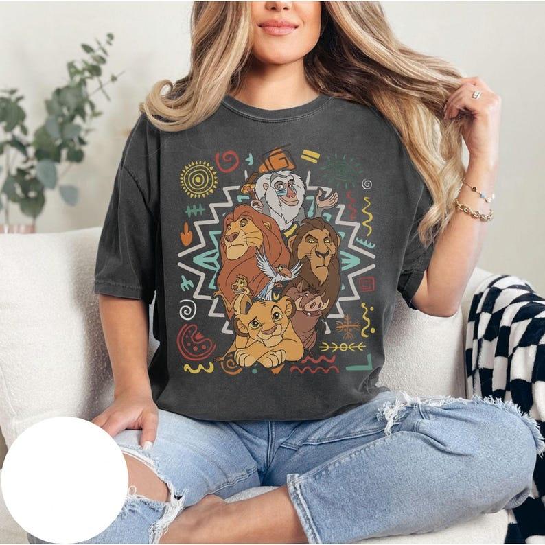 Adult and Children Lion King Retro Tribal Style Pure Cotton Tshirt Simba and Mufasa Classic Characters African Totem