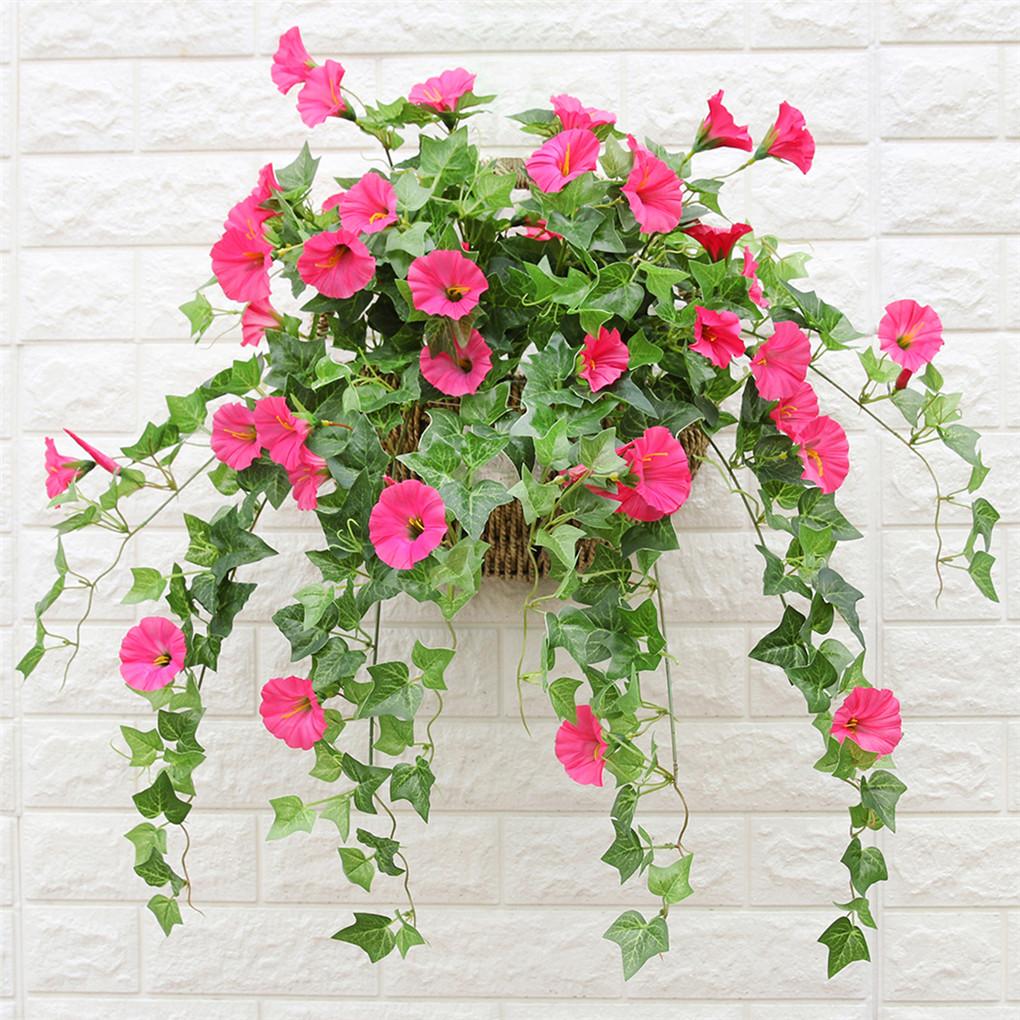 Hanging Basket Artificial Silk Morning Glory Flower Vine Home Decor Hot