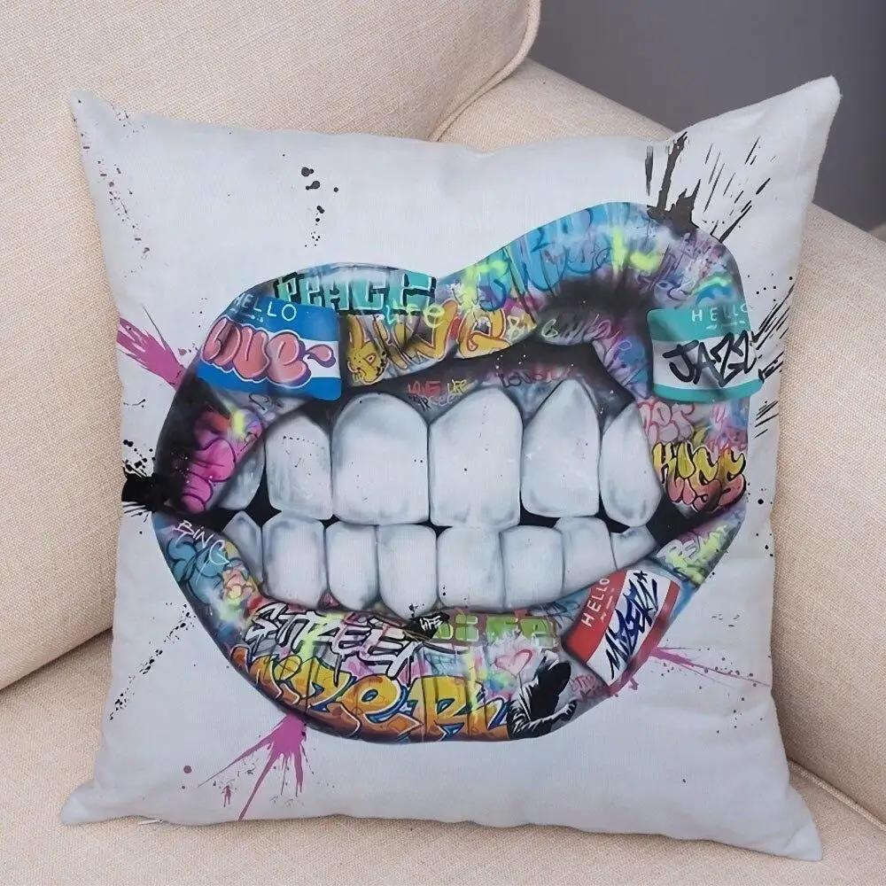 Pillowcase Sofa  Graffiti Gamepad Abstract Street Art Animal Hand Cushion Cover Decoration