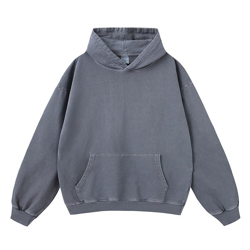 Fog Spring And Autumn American Solid Color Casual Loose Washed Boxy Hoodie Hoodie Men And Women