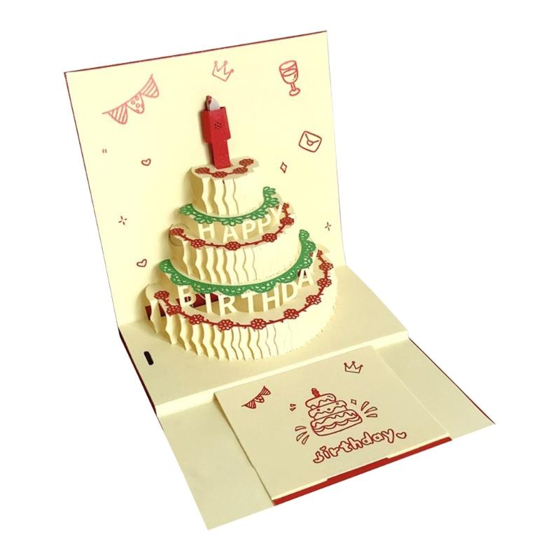 

Musical 3D Birthday Cake Greeting Card Stylish 3D Popup Birthday Cake Card With Musical Feature And Light Display
