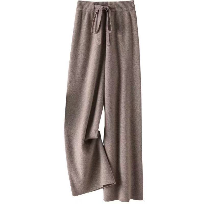 Thick Warm Knitted Casual Chic Basic Soft Elastic High Waist Women's Pants Korean Fashion Straight Ankle-Length Pants For Women