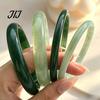 Boho Chic Resin Jewelry 4 Pcs Chunky Bangle Bracelet for Women, Wide Geometric Retro Marble Pattern Bangles Set, Statement Stackable Gift Daily