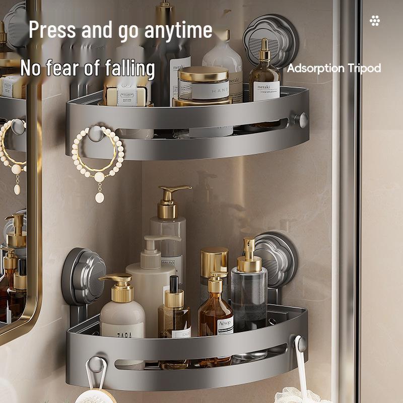 Punch-Free Suction Cup Triangle Bathroom Storage Rack