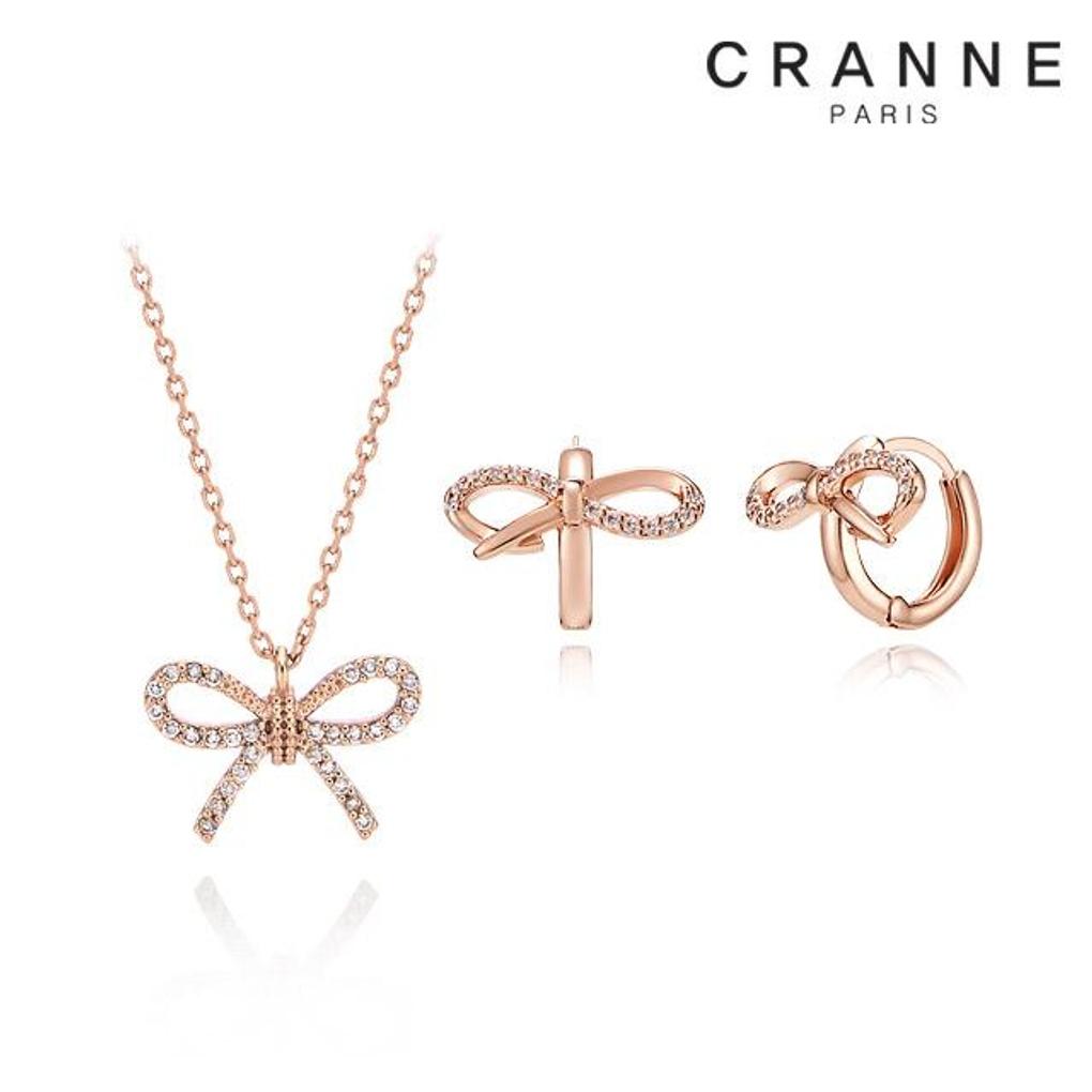 

Holiday Edition Ribbon Earrings and Necklace Set C24SET049 rose gold