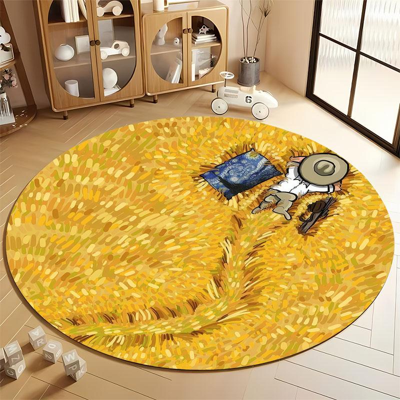 Field of Dreams: Pastoral Round Carpet for Cozy Spaces round carpet for home sofa bedroom, gift Diameter 60cm