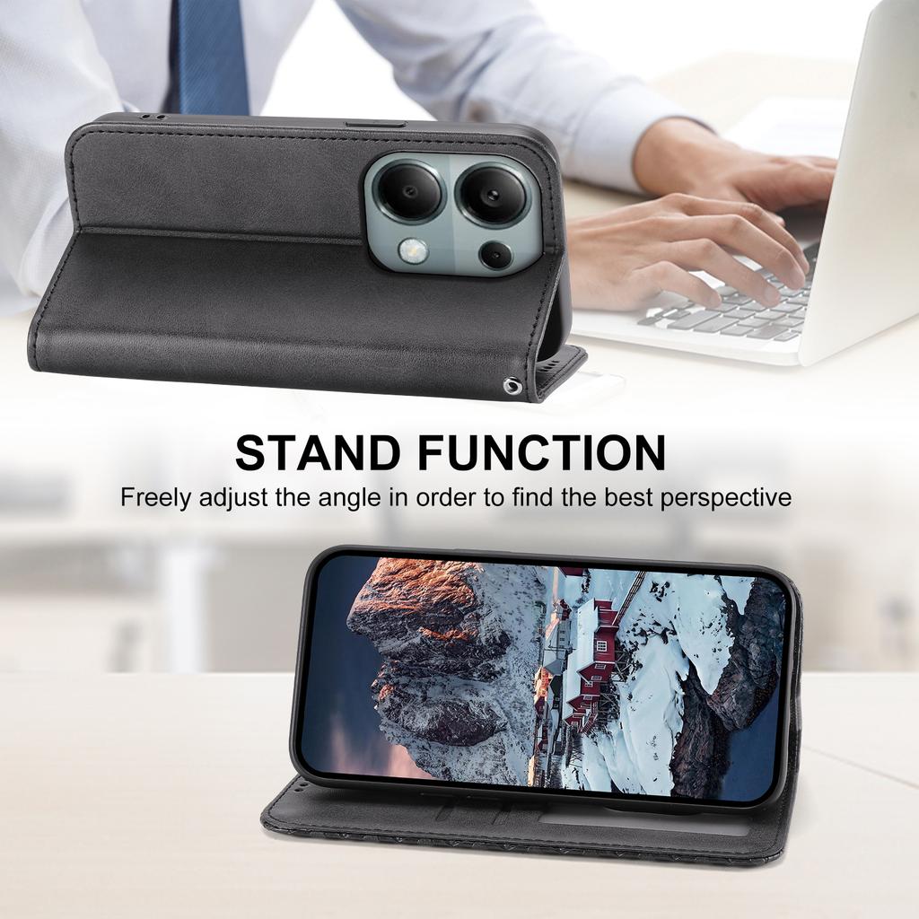 For Xiaomi Redmi Note 13 Pro 4G Case PU Leather Rhombus Imprinted Pattern Wallet Phone Cover