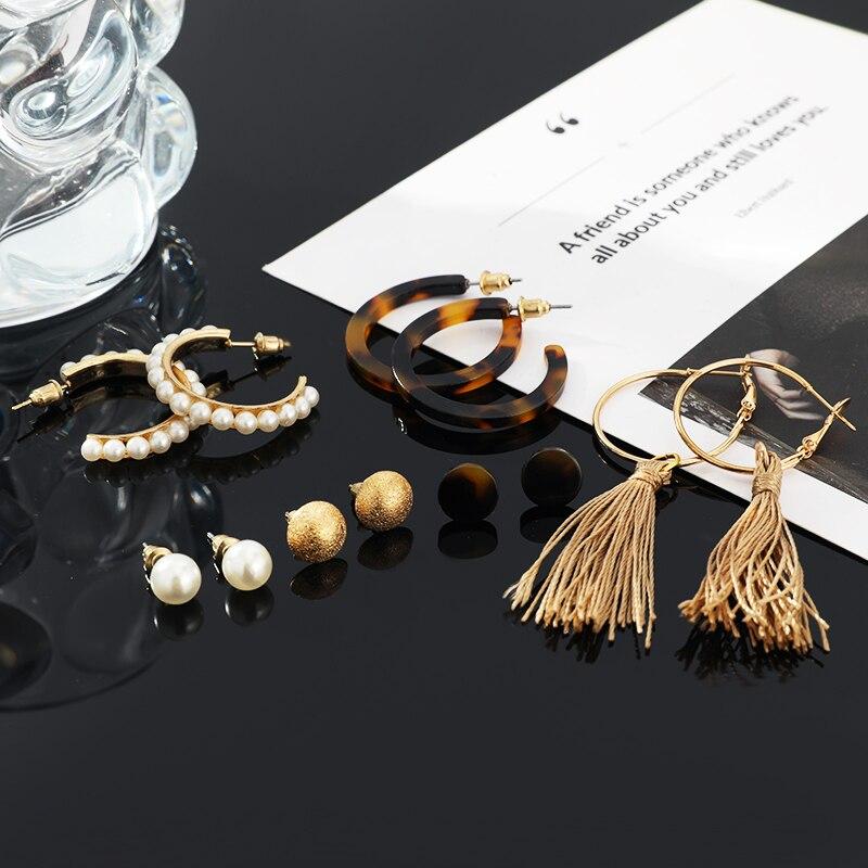 6 Pairs Of Acrylic Circular Earrings Set Leopard Print Personalized Creative Retro Earrings For Girls Women