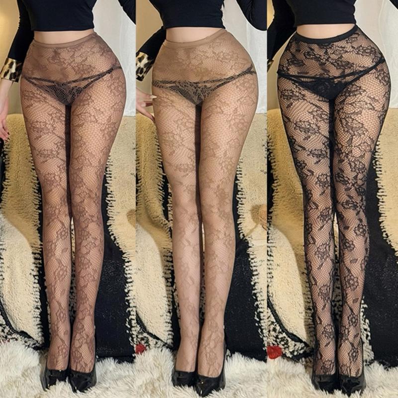 Fashionable Floral Fishnet Leggings Sweet Design Comfort Tights Breathable Fabric for Lady Women Everyday Wear