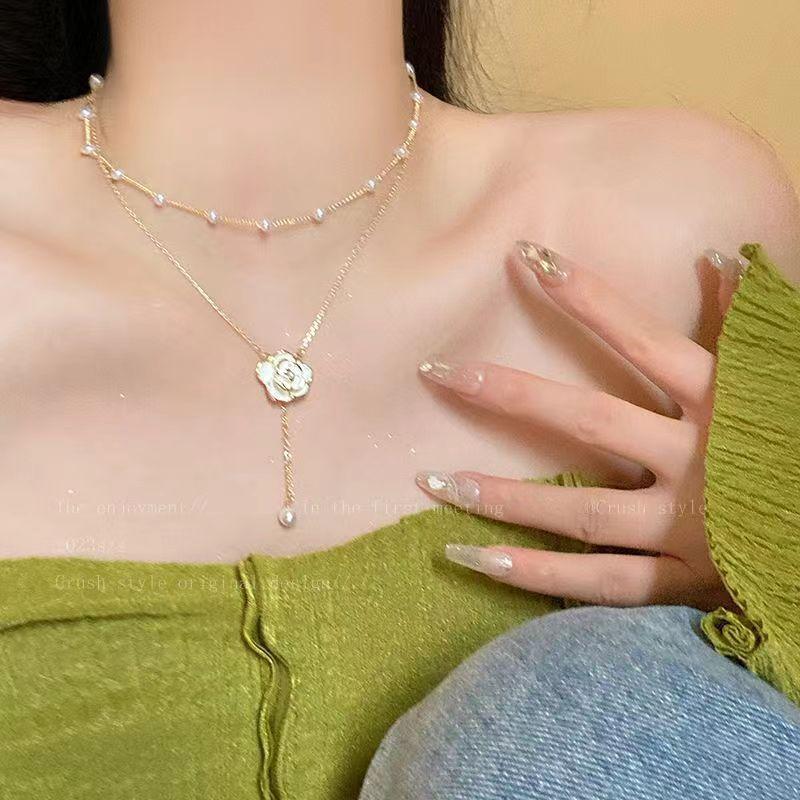 Gypsy Star Pearl Tassel Necklace Women's with Skirt Light Luxury Niche Design Clavicle Chain Accessories Design