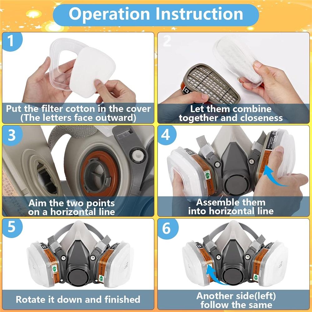 6001 Filter Cartridges For Respirator, Chemical Paint Organic Vapor Cartridges Filters Compatible With 6200, 6800, 7502, 7503 Respirator